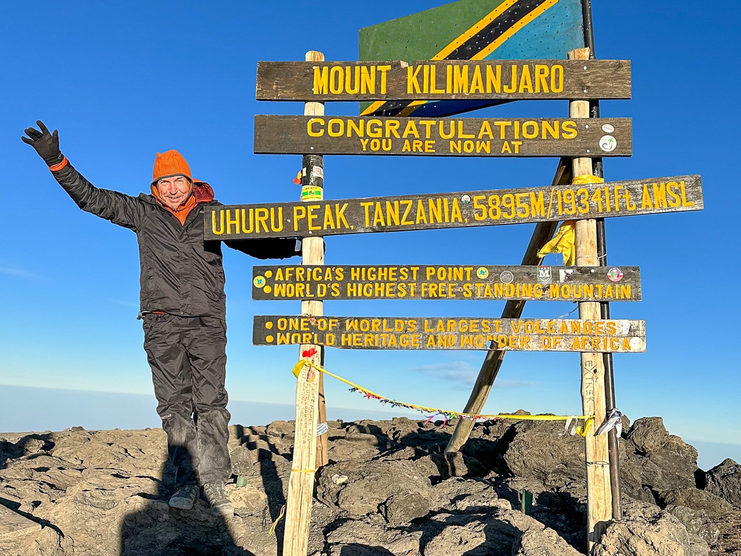 Tommy on the summit of Mount Kilimanjaro